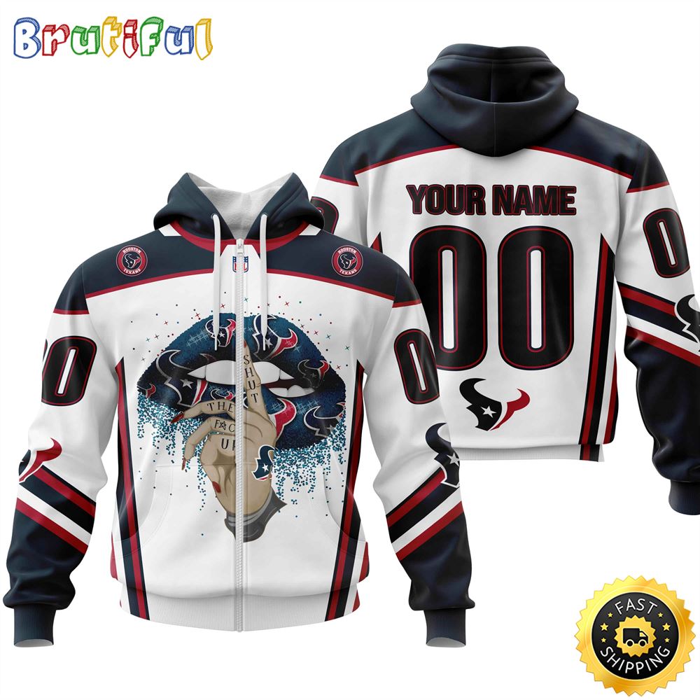 Personalized Houston Texans All Over Print Zip Hoodie 3D Please Control A mouth Unisex Zip Hoodie