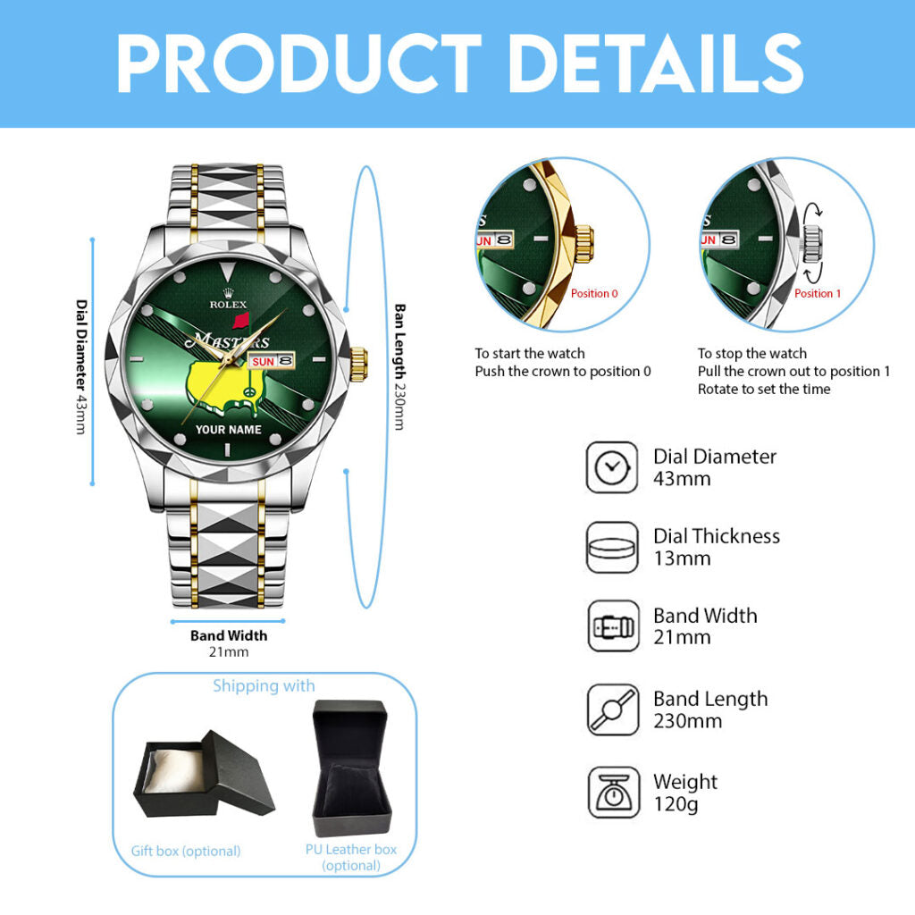 Personalized Masters Tournament x Rolex Alloy Luxury Quartz Watch - MAITM15210