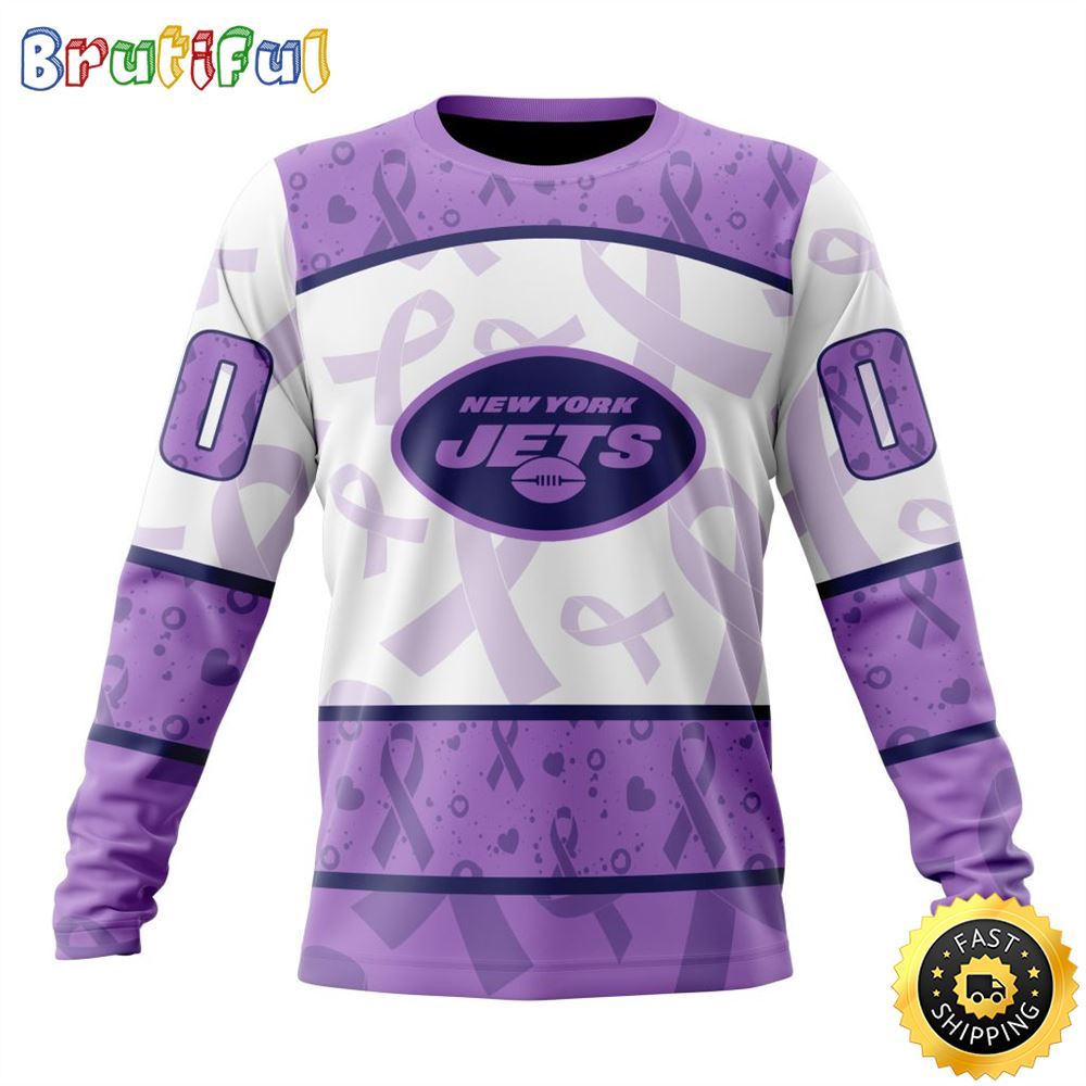 Personalized NFL New York Jets Crewneck Sweatshirt Special Lavender Fights Cancer Unisex Sweatshirt