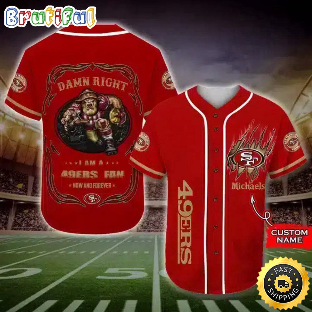 Personalized NFL San Francisco 49ers Baseball Jersey Fan Name