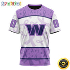 Personalized NFL Washington Commanders All Over Print 3D T Shirt Special Lavender Fights Cancer Unisex Tshirt
