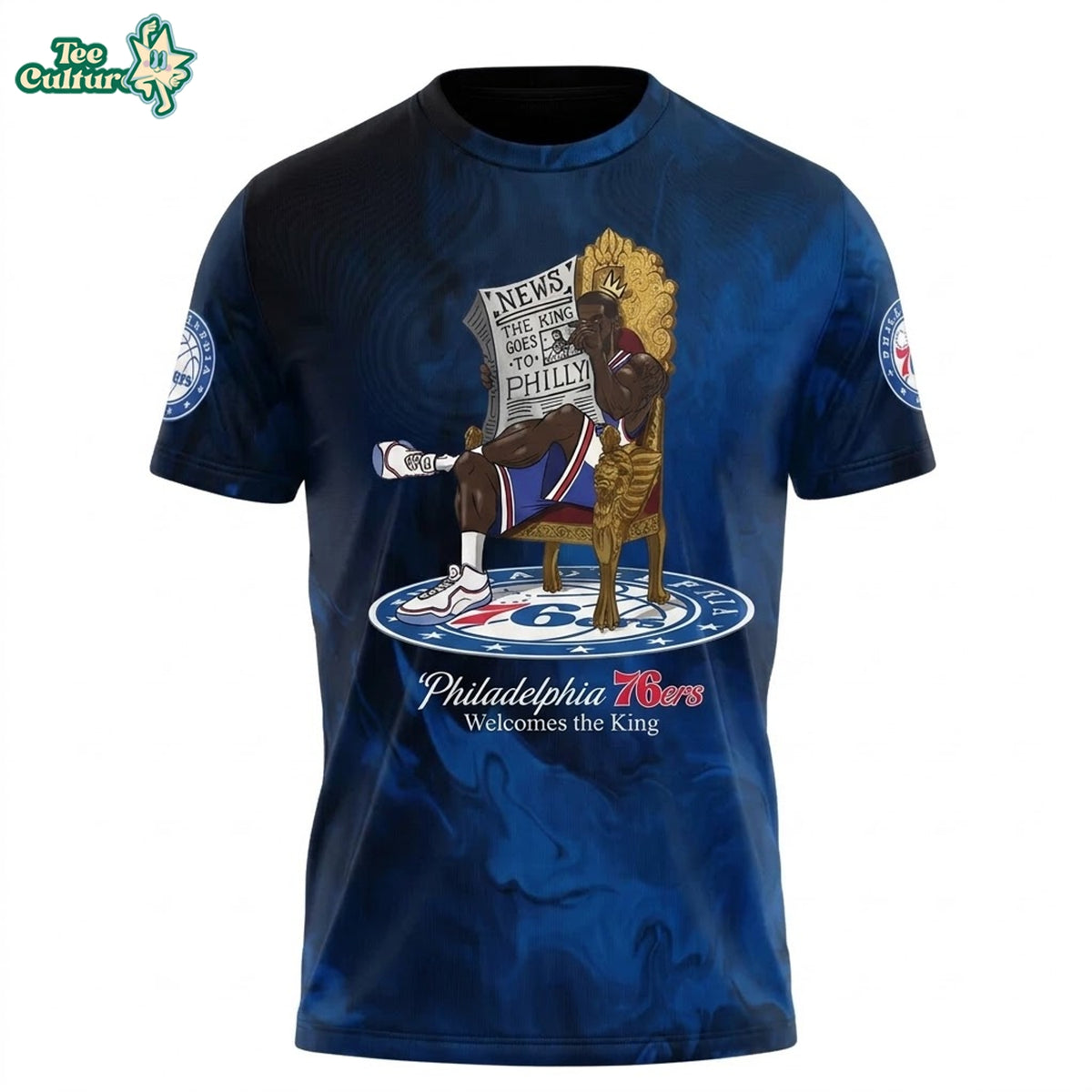 Philadelphia 76ers LeBron James Welcome The King Premium 3D All Over Print T-Shirt