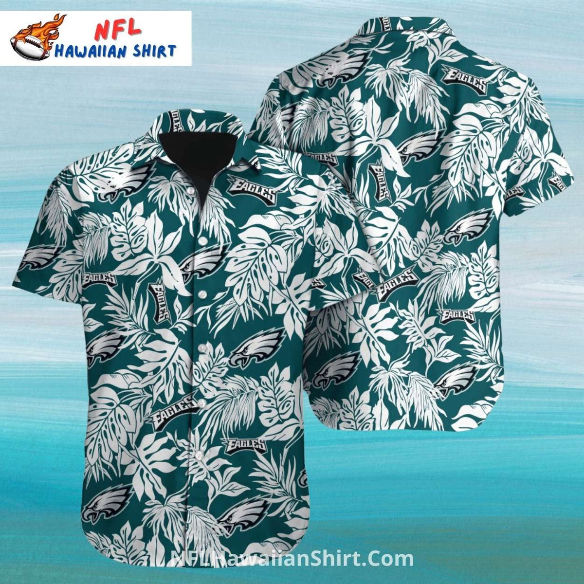 Philadelphia Eagles Aloha Shirt Tropical Leaves And Logo