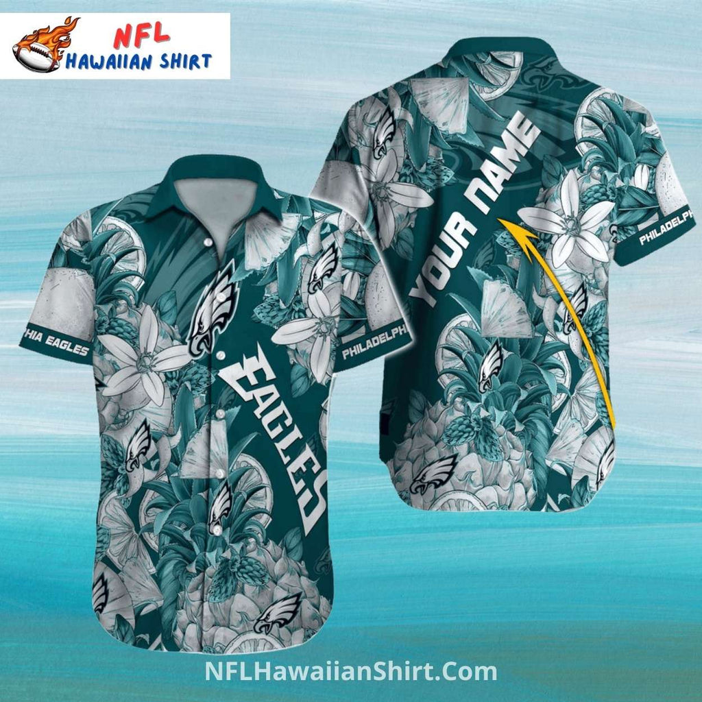 Philadelphia Eagles Aloha Shirt Tropical Pineapple Design