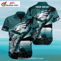 Philadelphia Eagles Aloha Shirt Whale Jumping Ocean Scene