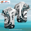 Philadelphia Eagles Aloha Shirt White Flames And Logo Print