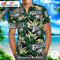 Philadelphia Eagles Aloha Shirt With Leaf Print Design
