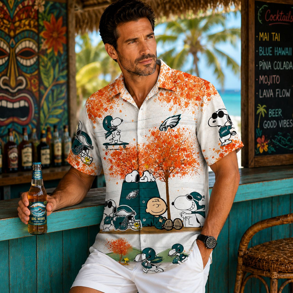 Eagles Autumn Cartoon Dog Hawaiian Shirt