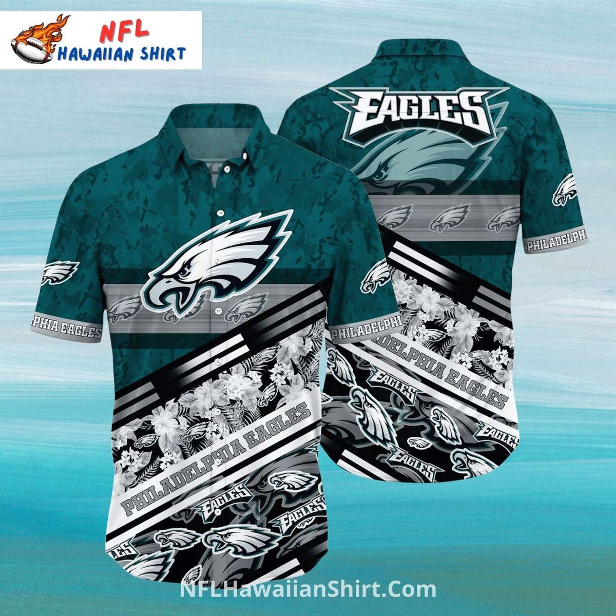 Philadelphia Eagles Floral Stripes Hawaiian Shirt Pattern