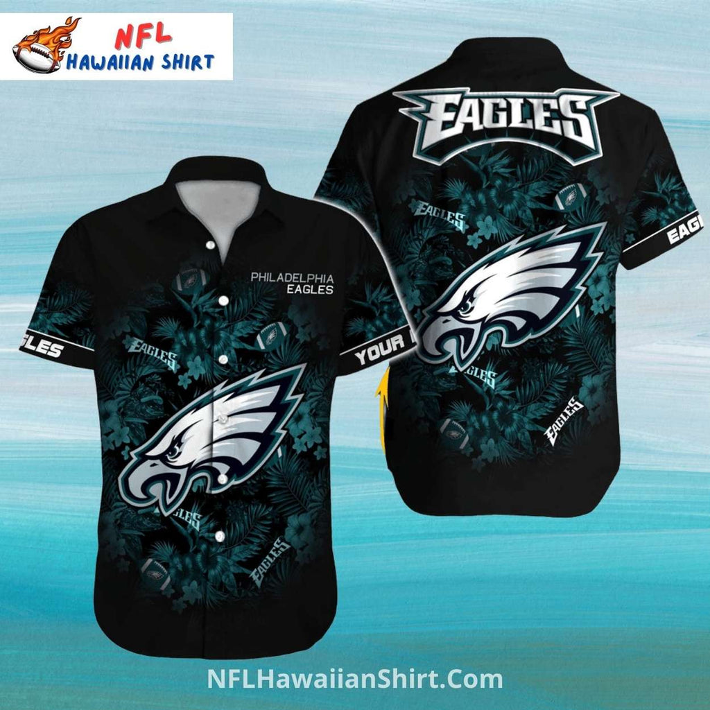 Philadelphia Eagles Hawaiian Shirt Dark Jungle And Logo Design