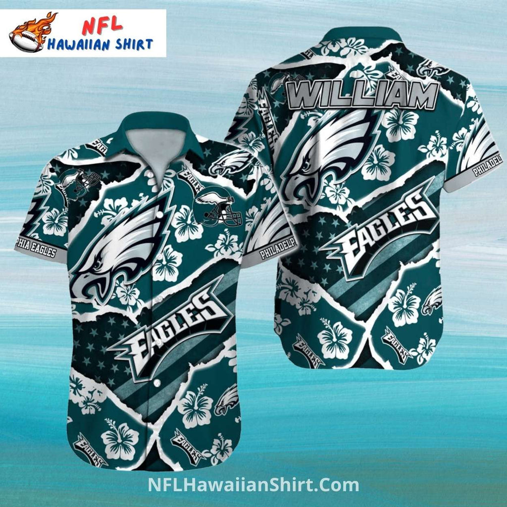 Philadelphia Eagles Hawaiian Shirt Floral And Hibiscus Pattern