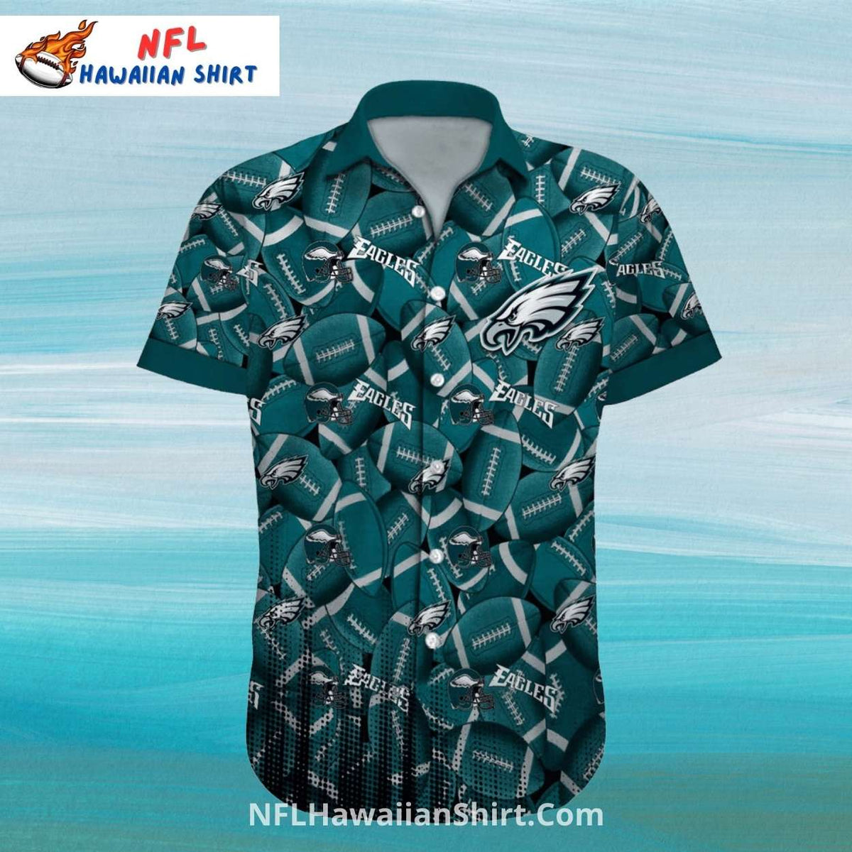 Philadelphia Eagles Hawaiian Shirt Football Ball Pattern Design