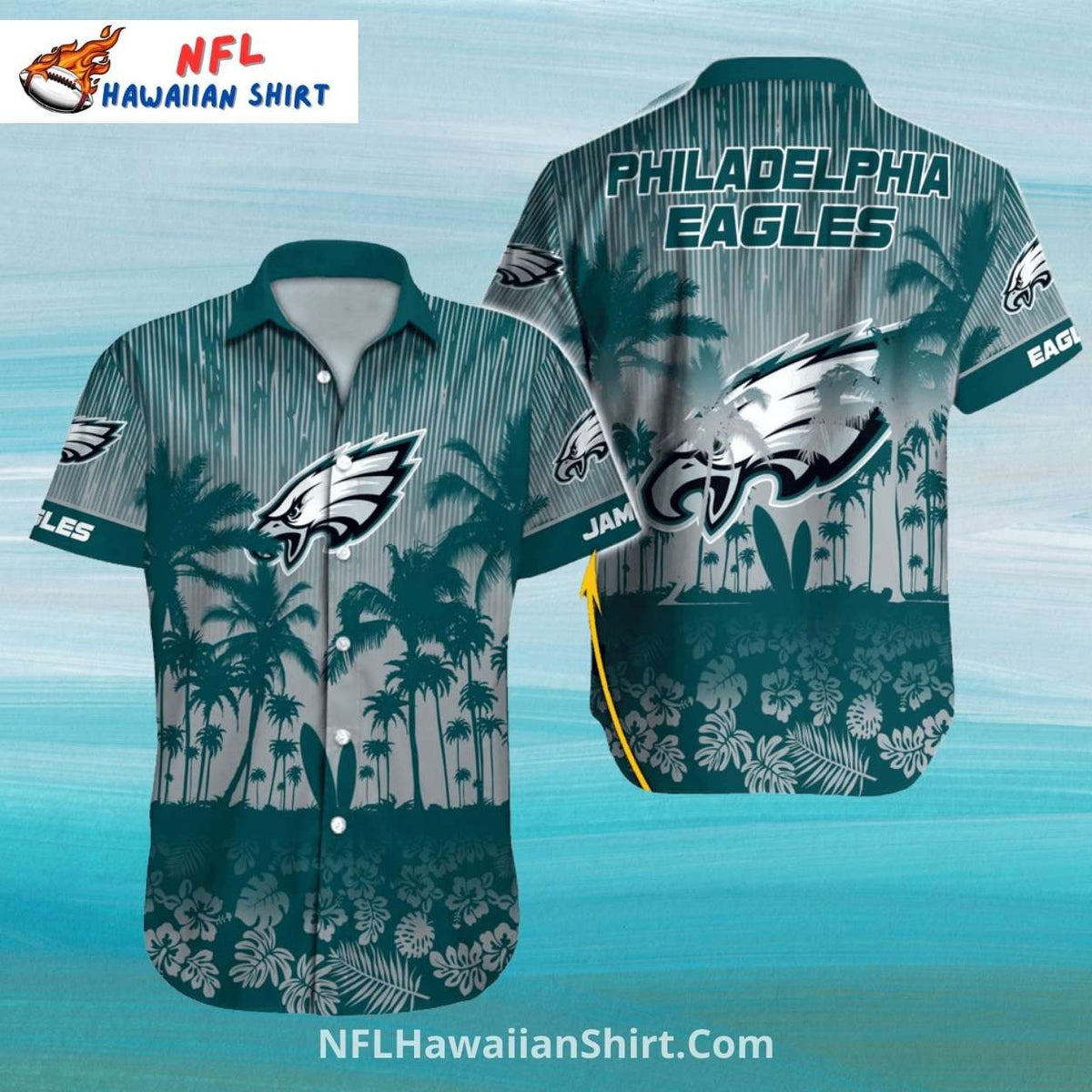 Philadelphia Eagles Hawaiian Shirt Palm Tree Silhouette Sunset