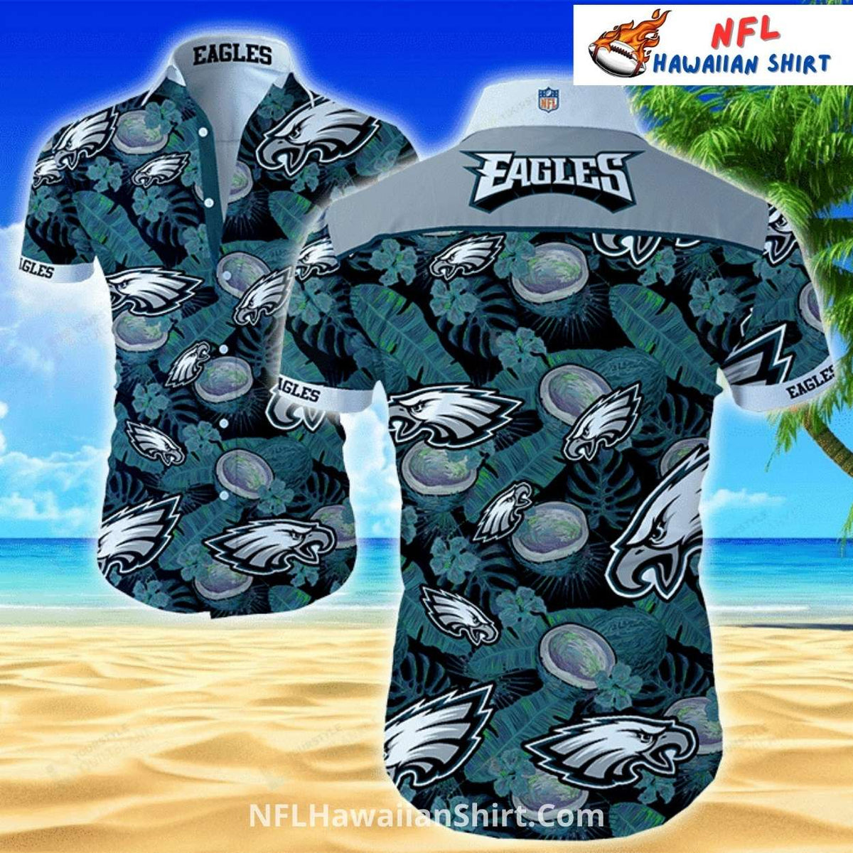 Philadelphia Eagles Hawaiian Shirt With Coconuts And Greenery