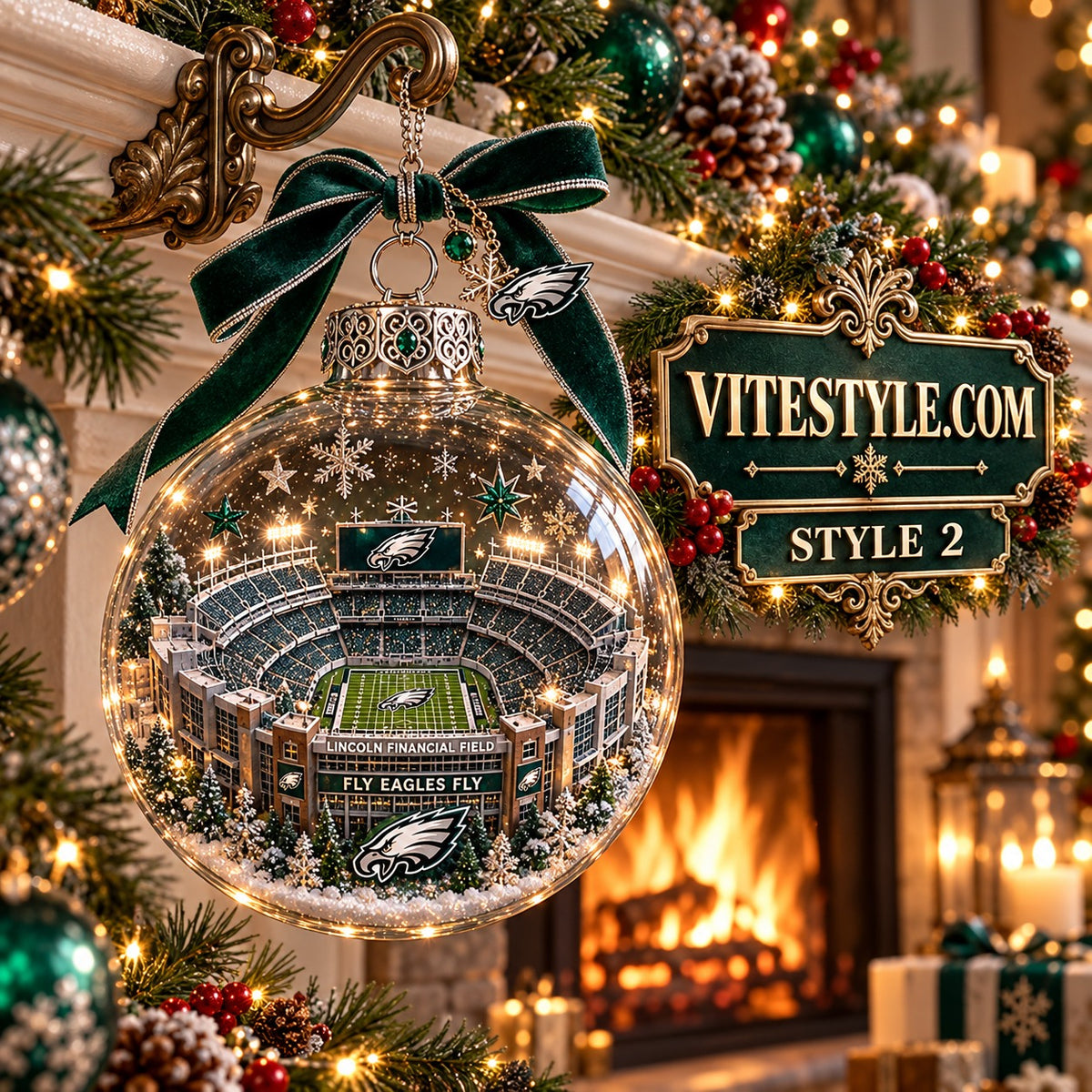 Philadelphia Eagles Lincoln Financial Field Stadium Christmas Ornament