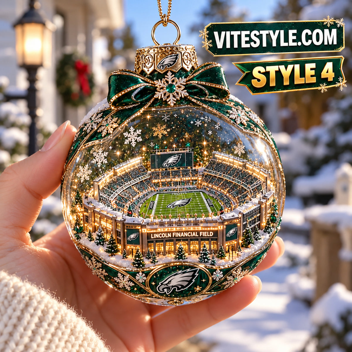 Philadelphia Eagles Lincoln Financial Field Stadium Christmas Ornament