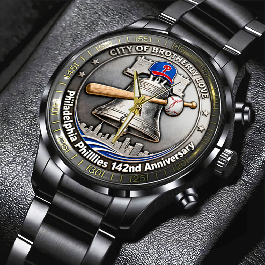Philadelphia Phillies 142nd Anniversary Black Stainless Steel Watch - TANTN18483