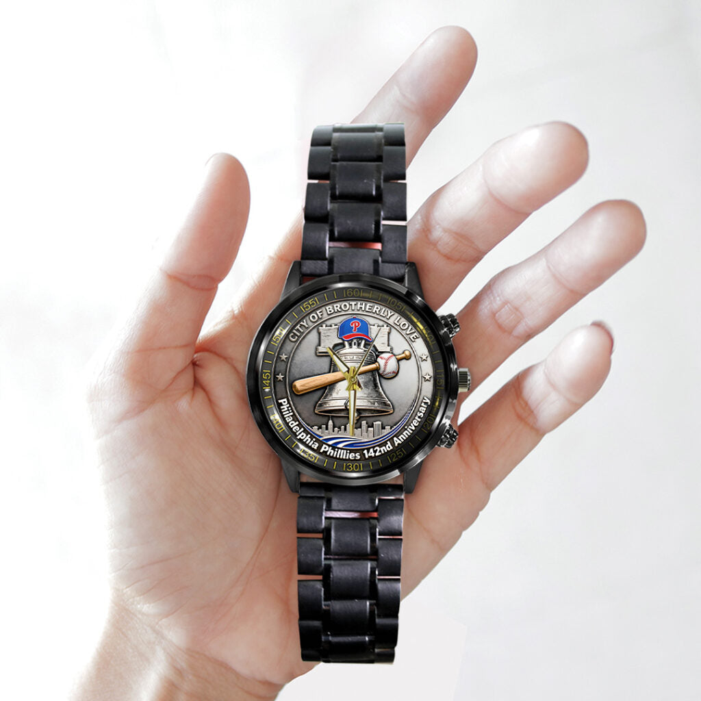 Philadelphia Phillies 142nd Anniversary Black Stainless Steel Watch - TANTN18483