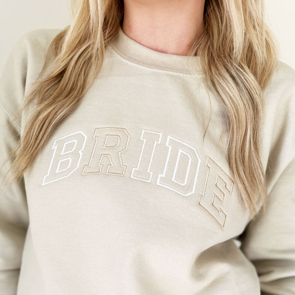 Neutral Embroidered BRIDE Athletic Block Gemma Sweatshirt