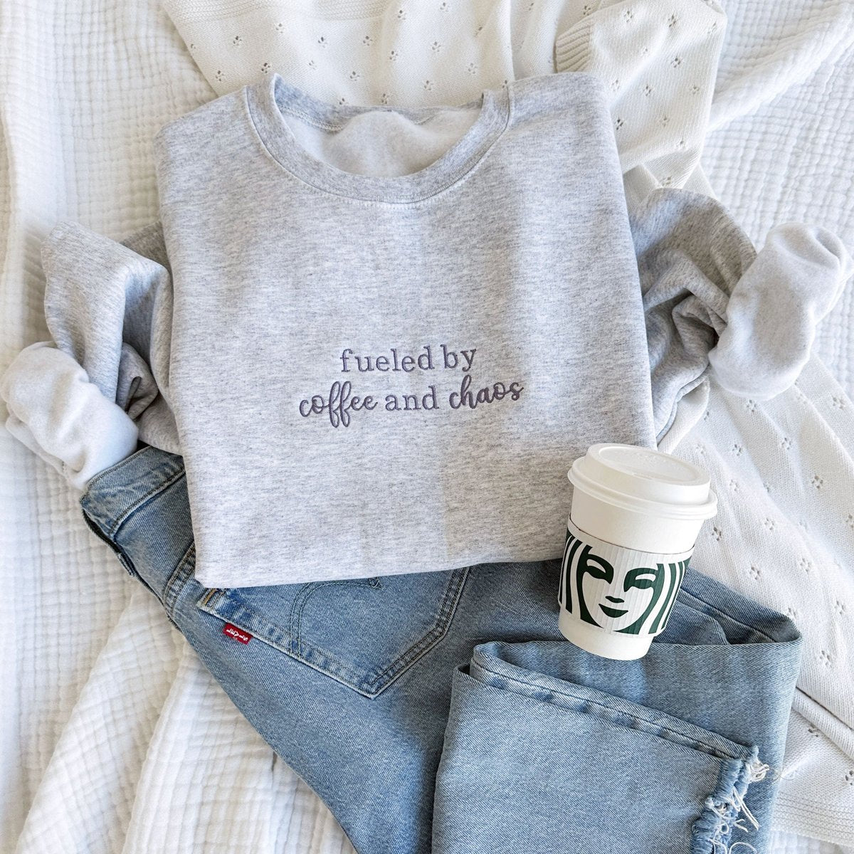 Custom “Fueled by…” Embroidered Crewneck Sweatshirt