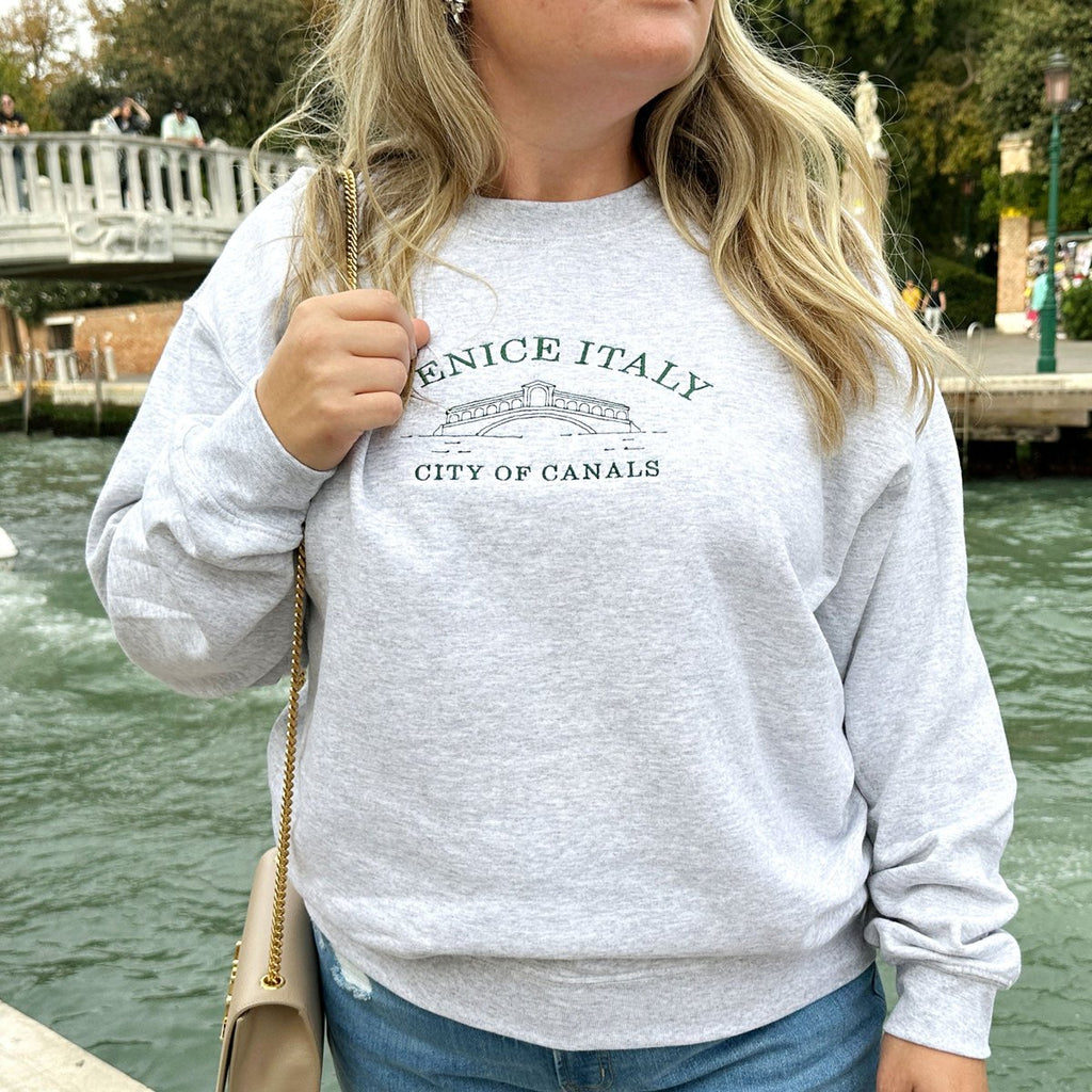 Embroidered Venice Italy Pullover Sweatshirt