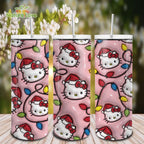 Pink Christmas Light Hello Kitty Tumbler 3D Inflated 20oz Tumblers
