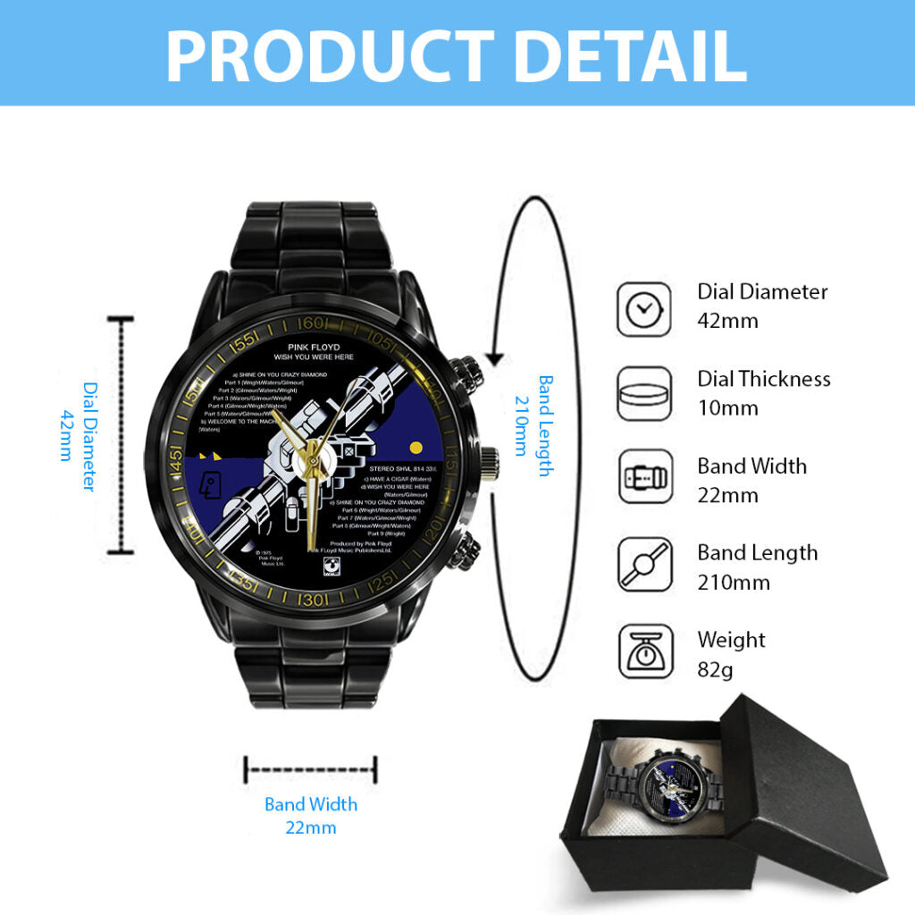 Pink Floyd Black Stainless Steel Watch - TANTN24875
