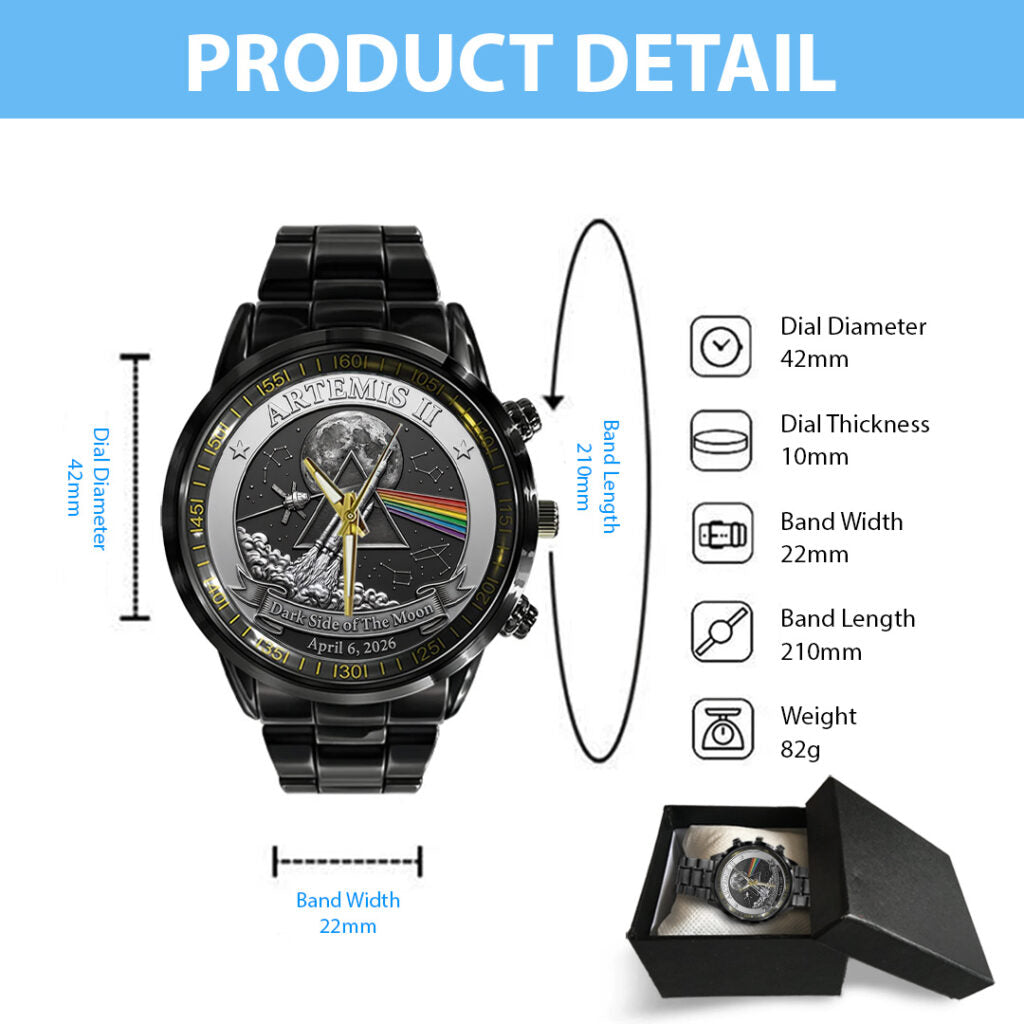 Pink Floyd x Artemis II Black Stainless Steel Watch - TANTN22408