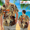 Pirate Skull Denver Broncos Map Hawaiian Shirt