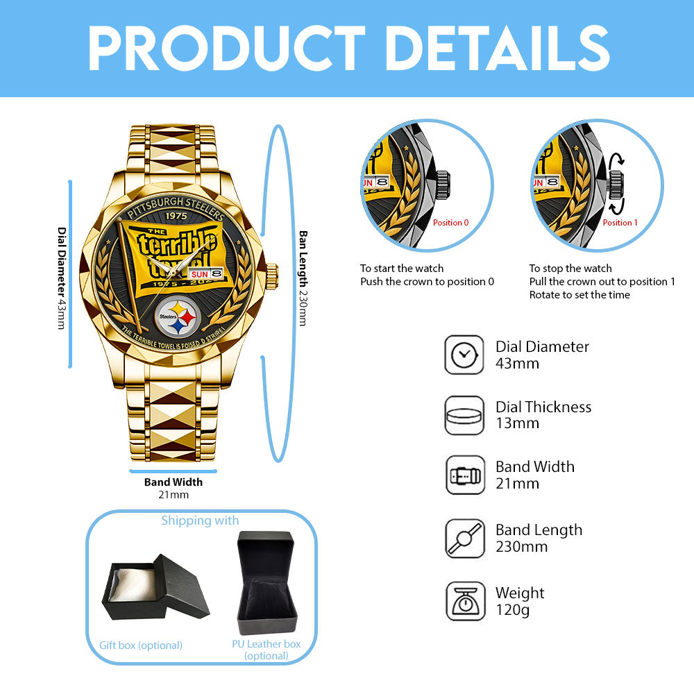 Pittsburgh Steelers 2025 Alloy Luxury Quartz Watch - TANTN15652