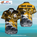 Pittsburgh Steelers Aloha Shirt Dolphins Ocean Waves