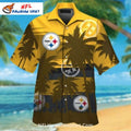 Pittsburgh Steelers Aloha Shirt Gold With Shadowed Palms