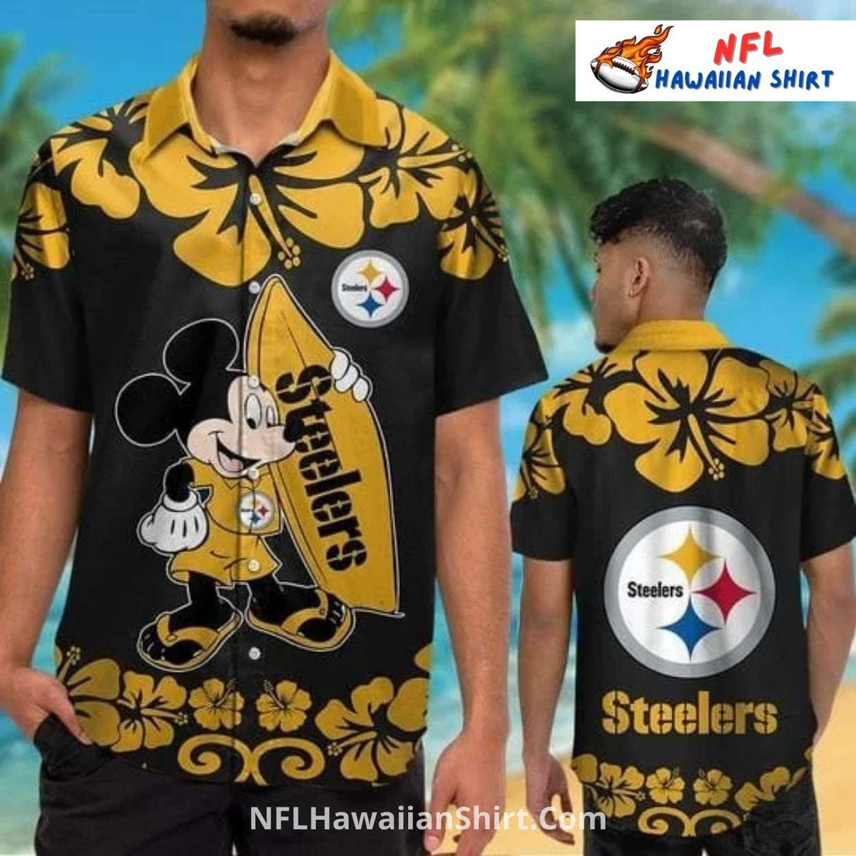 Pittsburgh Steelers Aloha Shirt Surfing Mouse Theme