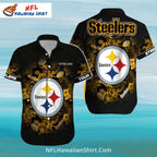 Pittsburgh Steelers Aloha Shirt With Floral And Team Logo Print
