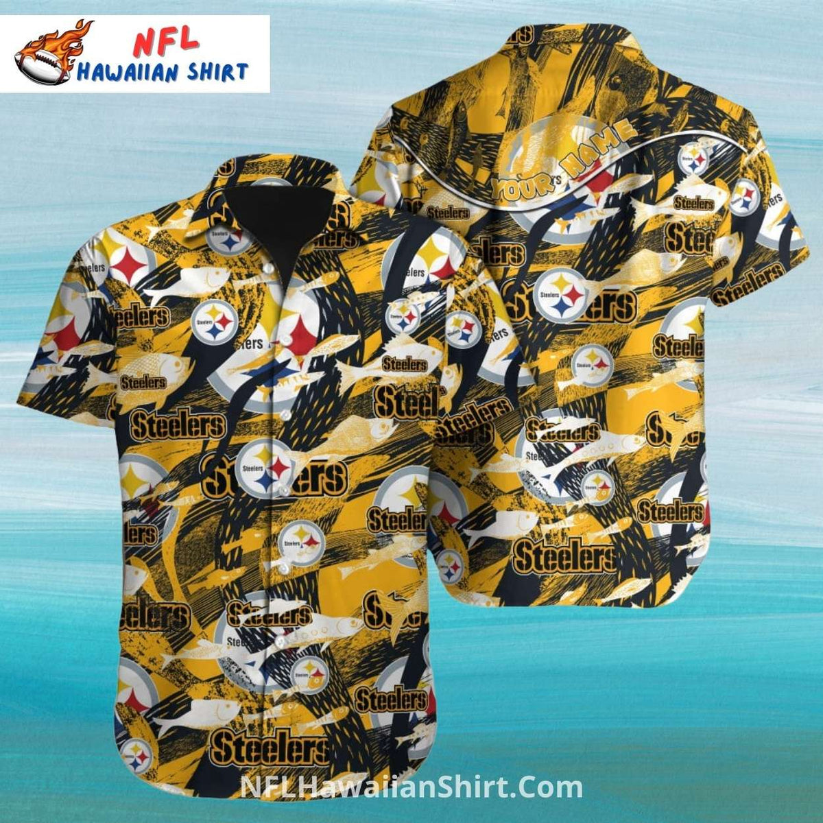 Pittsburgh Steelers Hawaiian Shirt Bold Logo Pattern