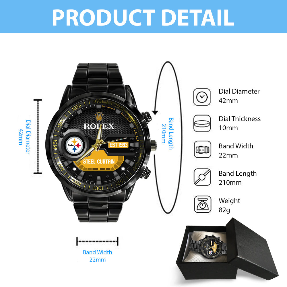 Pittsburgh Steelers x Rolex Black Stainless Steel Watch - MAITM13220