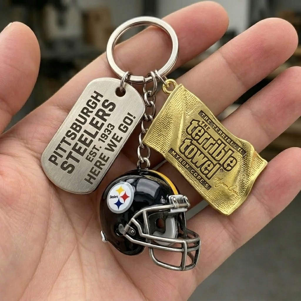 Pittsburgh Steelers Terrible Towel Here We Go Keychain