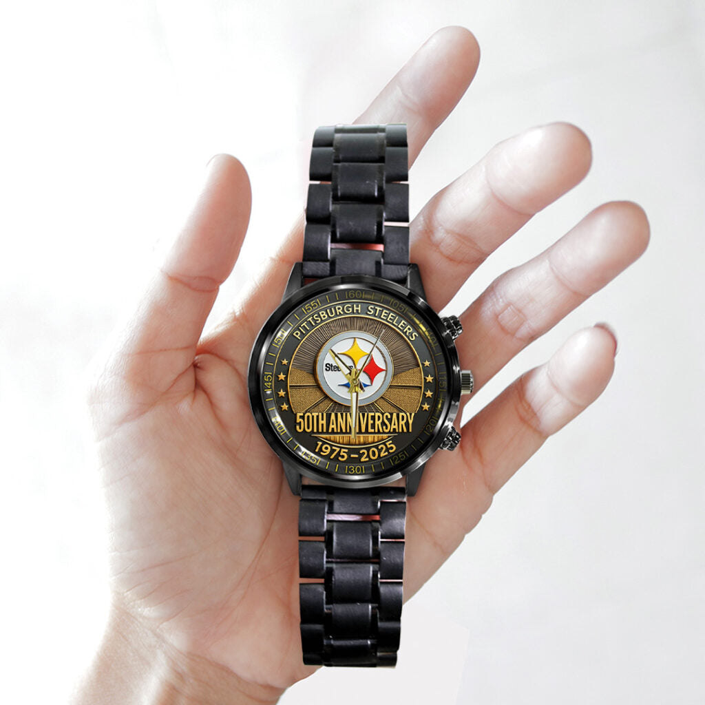 Pittsburgh Steelers The Terrible Towel 2025 Black Stainless Steel Watch - TANTN16139