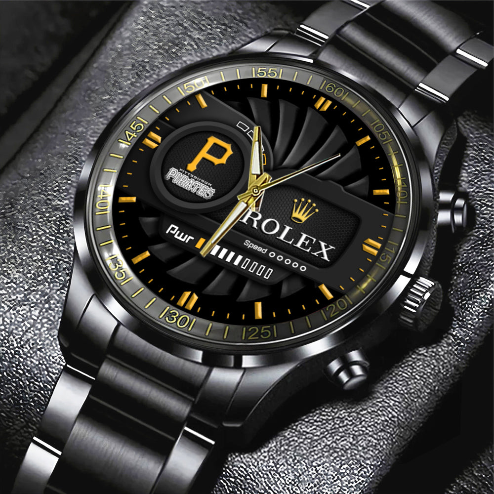 Pittsburgh Pirates Black Stainless Steel Watch - MAITM13444