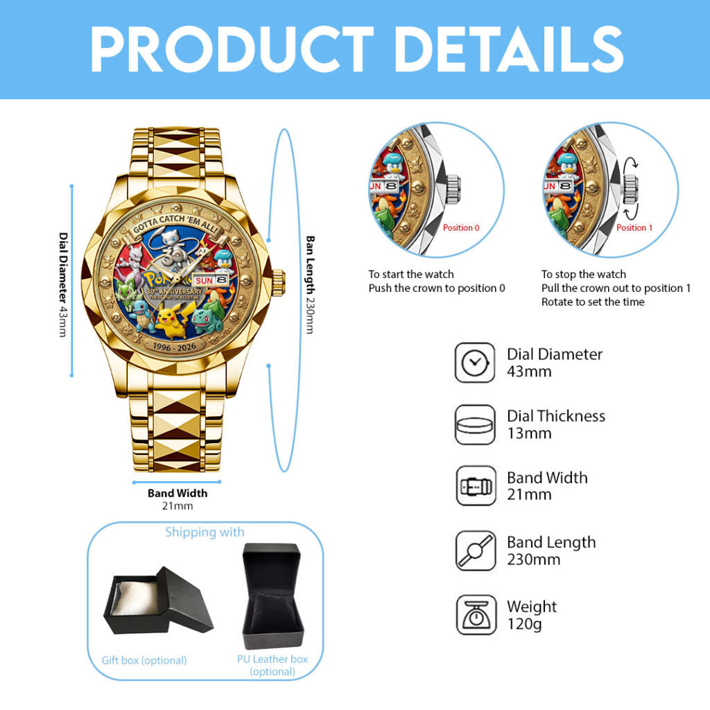 Pokemon 30th Anniversary 2026 Alloy Luxury Quartz Watch - VANDH5083