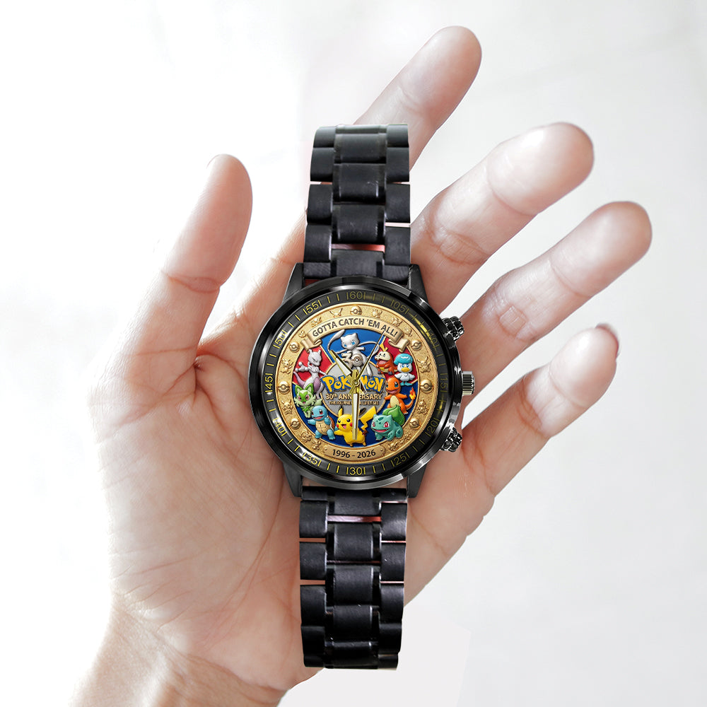 Pokemon 30th Anniversary 2026 Black Stainless Steel Watch - VANDH5080