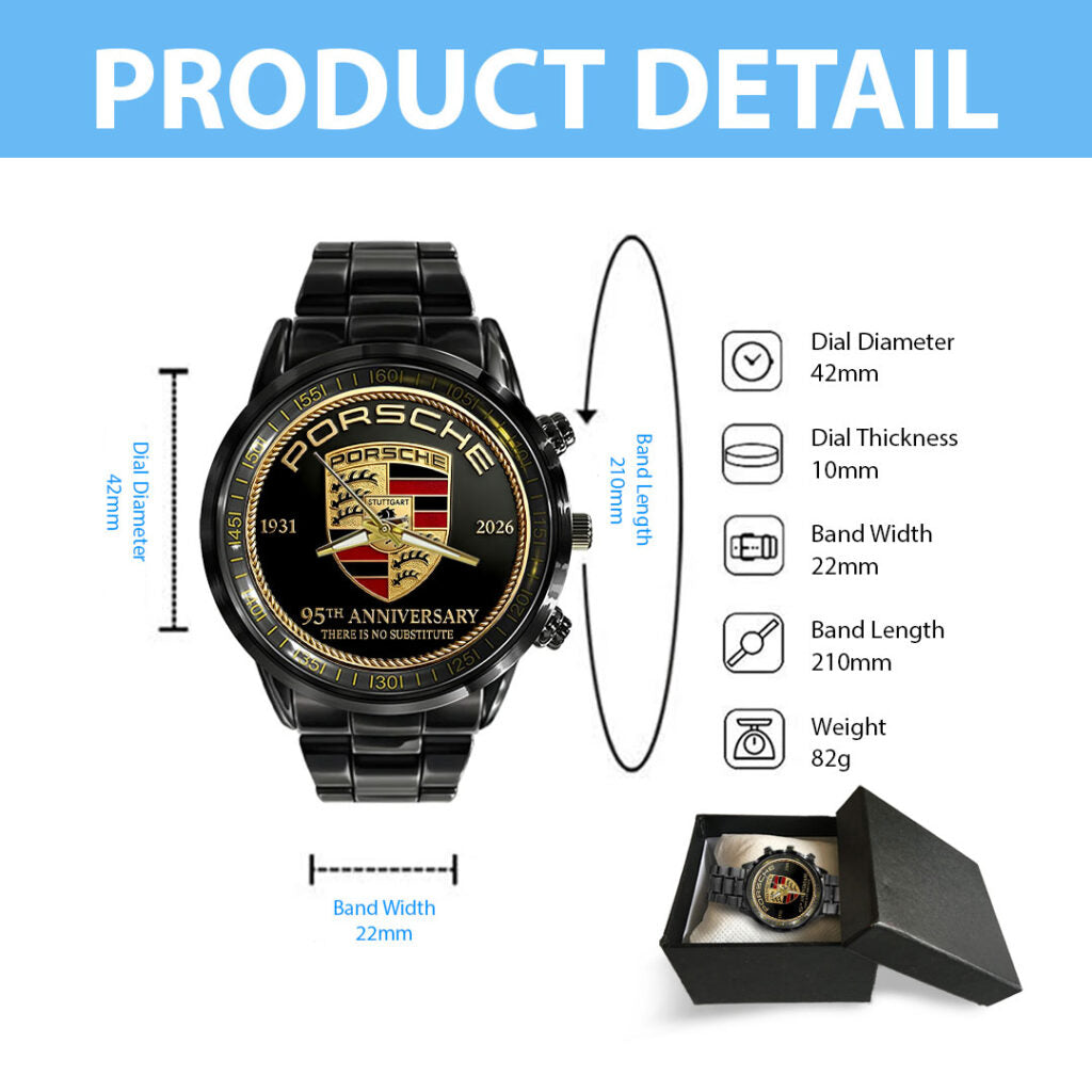 Porsche 95th Anniversary Black Stainless Steel Watch - HOATT15983
