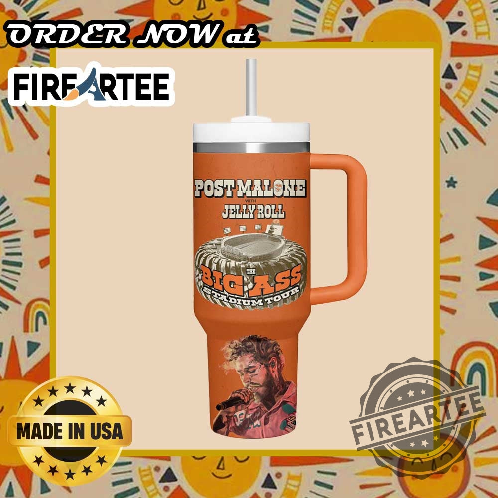 Post Malone Big Ass Stadium Tour Tumbler With Jelly Roll Customizable Personalized Drinkware