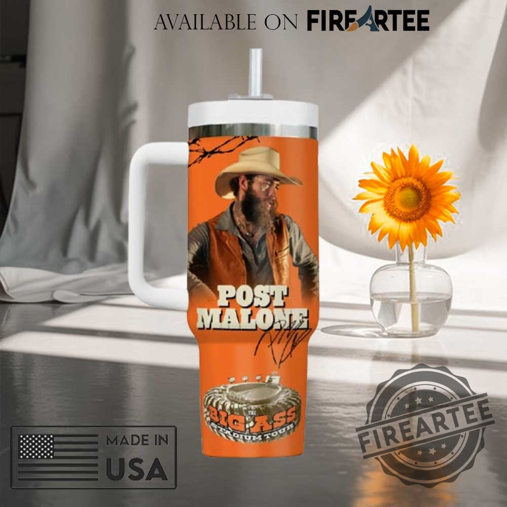 Post Malone F1 Trillion Big Ass Stadium Tour Custom Stanley Style Tumbler With Handle