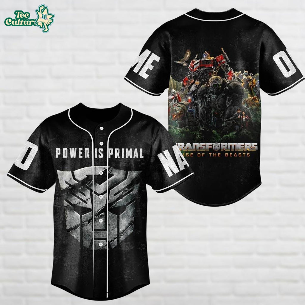 Power Is Primal Transformers Personalized Baseball Jersey