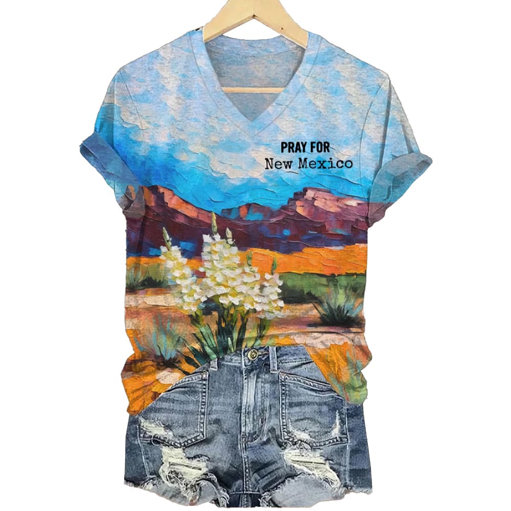 Pray For New Mexico Printed T-shirt