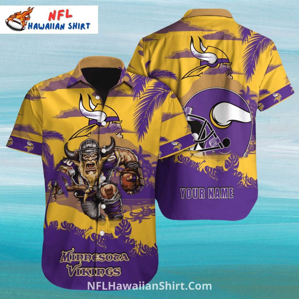 Purple And Gold Warrior Minnesota Vikings Aloha Shirt