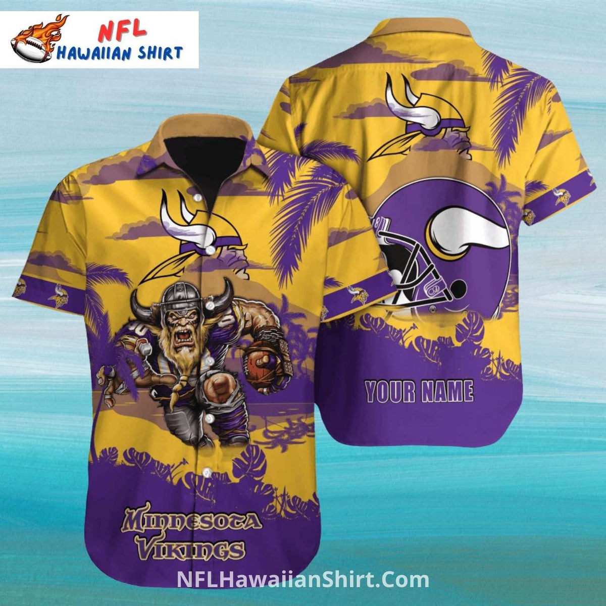 Purple And Gold Warrior Minnesota Vikings Aloha Shirt