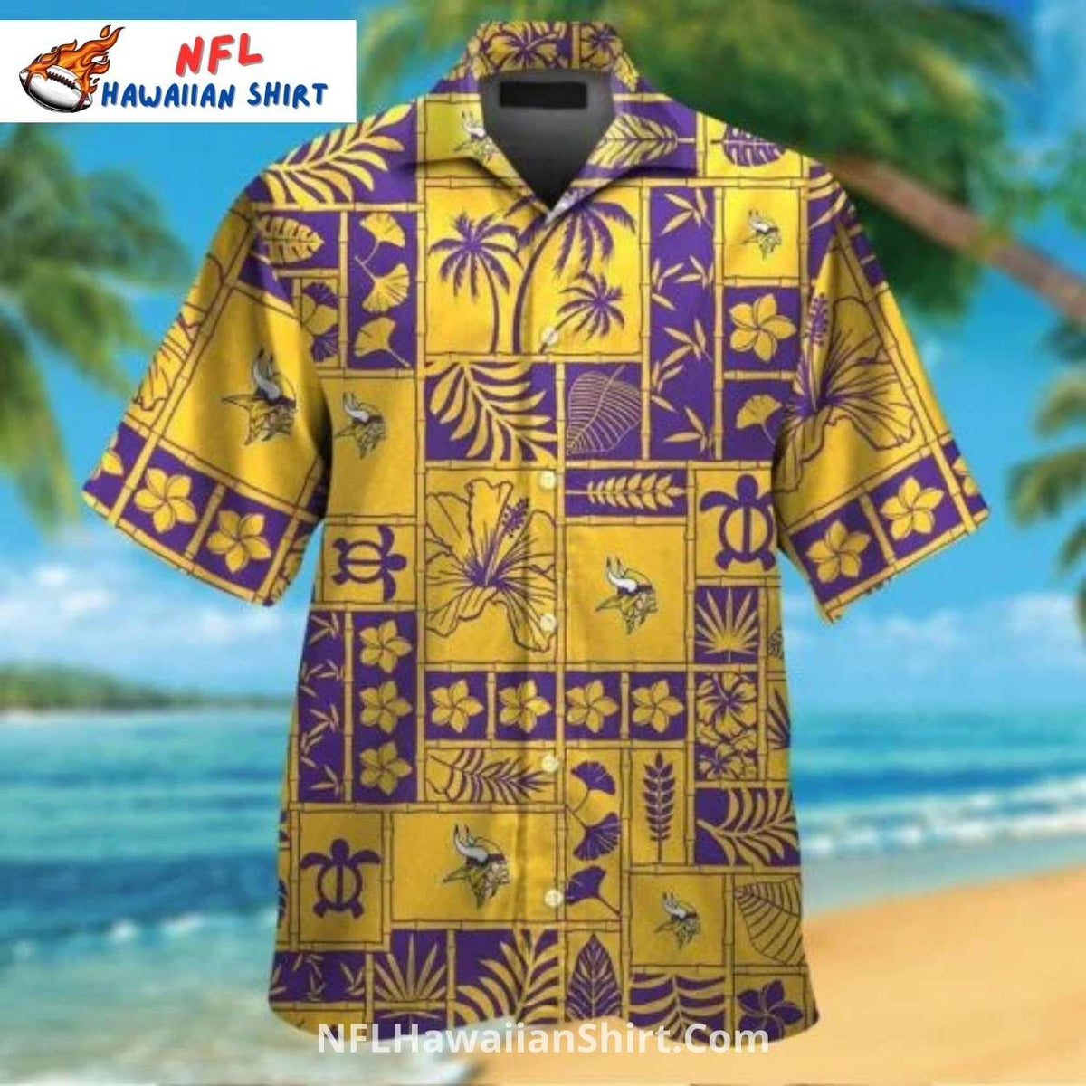 Purple Gold Island Tiki Pattern Minnesota Vikings Aloha Shirt