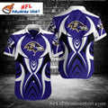 Purple Wave Elegance – Stylish Ravens Aloha Shirt With Fluid Patterns
